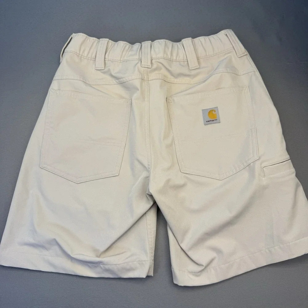 Carhartt Men's S Beige Solid Active Shorts Polyester/Elastane Stretch Pockets